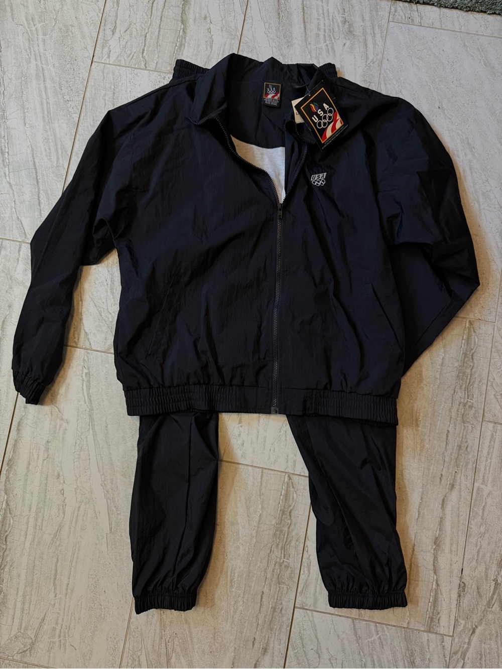 jcpenney Black Men's Windbreaker Jacket and Track Pants Set